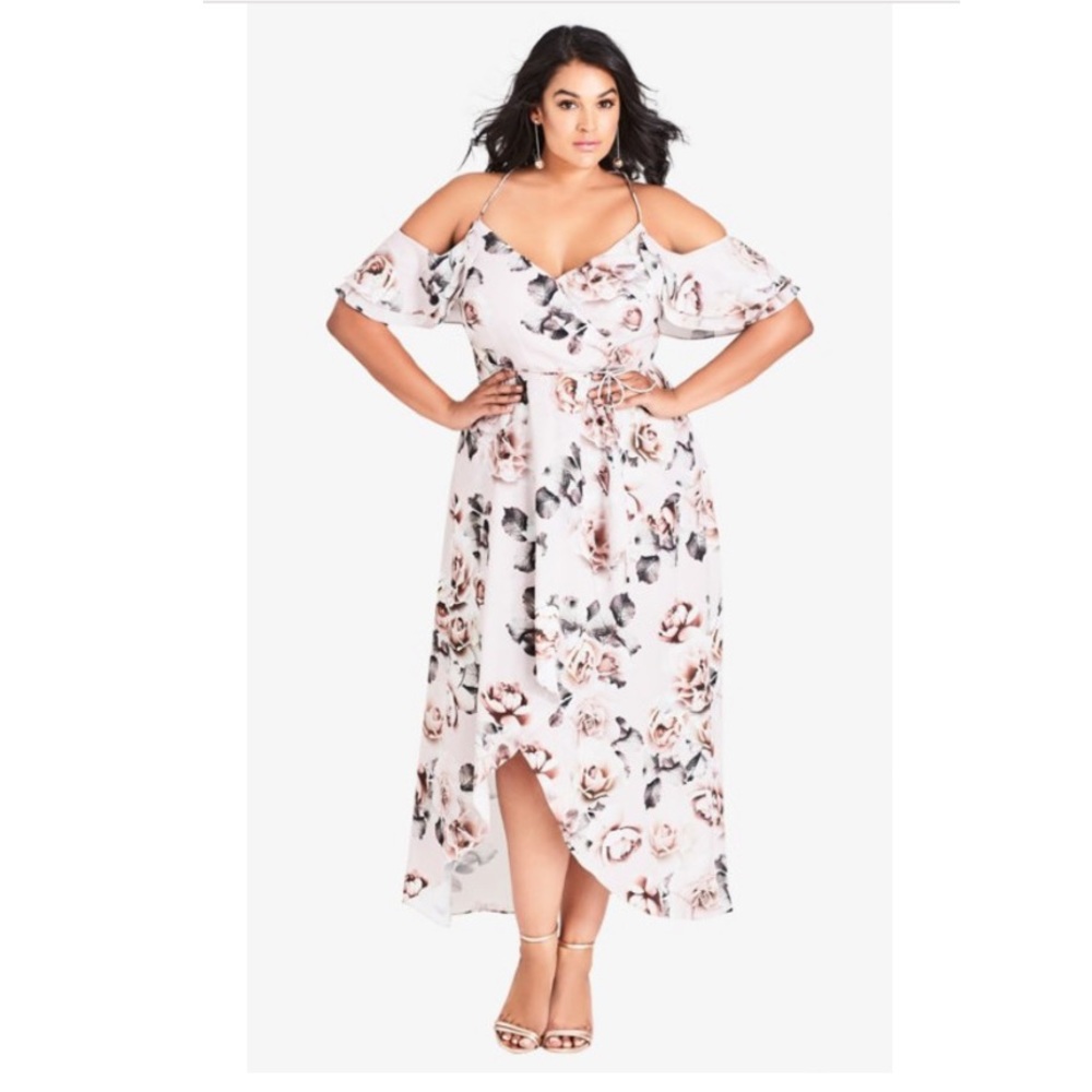 NWT City Chic Champagne Rose Maxi Dress Size 16